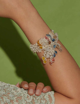 House Of Doro-Multicolor Pearl And Stone Studded Bracelet-INDIASPOPUP.COM