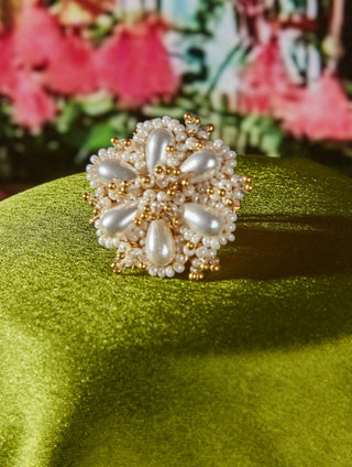 House Of Doro-White Pearls Flower Shaped Ring-INDIASPOPUP.COM
