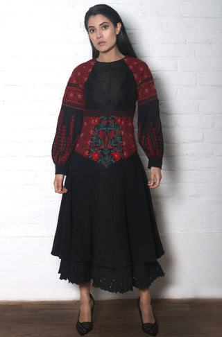 Chandrima-Black Kala Cotton Dress-INDIASPOPUP.COM