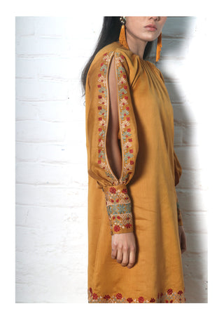 Chandrima-Mustard Dress Kurta With Jacket-INDIASPOPUP.COM