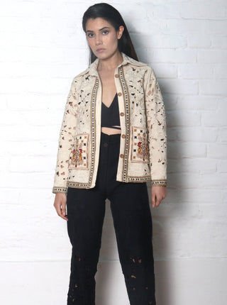 Chandrima-Ivory Cutwork Utility Jacket-INDIASPOPUP.COM