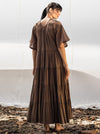 Khara Kapas-Brown Tiered Maxi Dress-INDIASPOPUP.COM