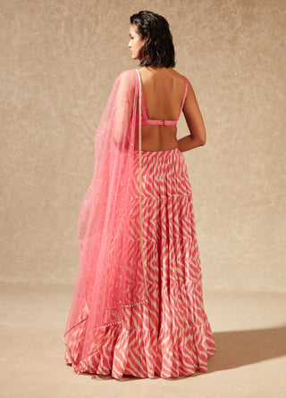 Chamee And Palak-Pink Akira Tiered Skirt Set-INDIASPOPUP.COM