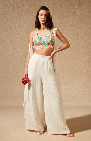 Chamee And Palak-Off-White Asmi Pant And Jacket Set-INDIASPOPUP.COM