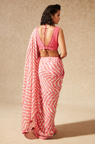 Chamee And Palak-Pink Embroidered Akira Saree-INDIASPOPUP.COM