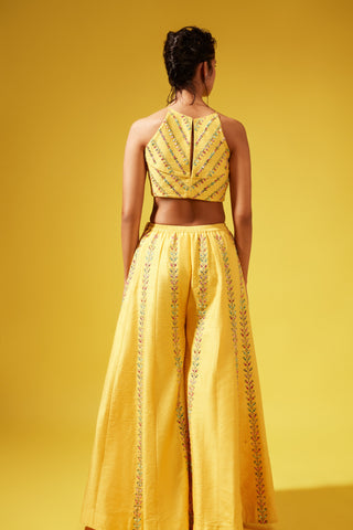 Chamee And Palak-Yellow Gina Pallazo Set-INDIASPOPUP.COM