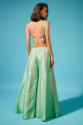 Chamee And Palak-Green Blue Maria Pant Set-INDIASPOPUP.COM