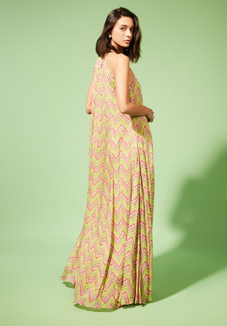 Chamee And Palak-Green Luca Halter Dress-INDIASPOPUP.COM