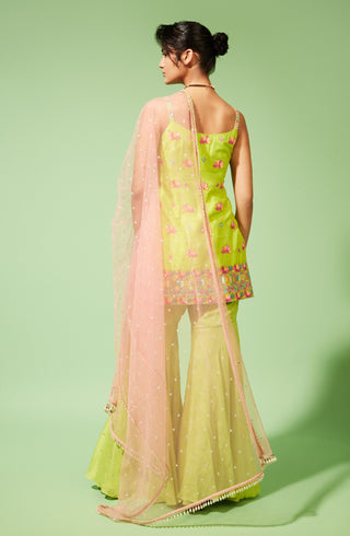 Chamee And Palak-Green Pink Kiyomi Tunic Set-INDIASPOPUP.COM