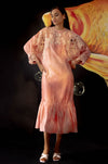Chandrima-Old Rose Tie-Dye Kimono Midi Dress-INDIASPOPUP.COM