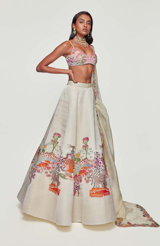 Aisha Rao-Ivory Appliqué And Embellished Lehenga Set-INDIASPOPUP.COM