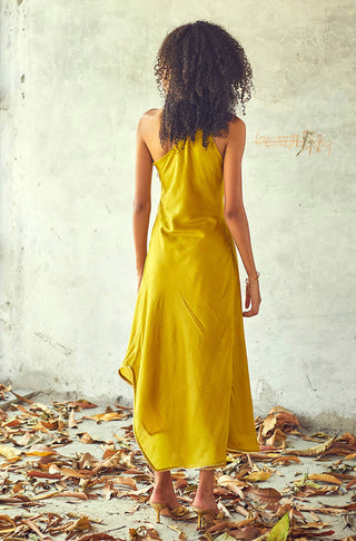 Kharakapas-Lime Surajmukhi Dress With Pants-INDIASPOPUP.COM