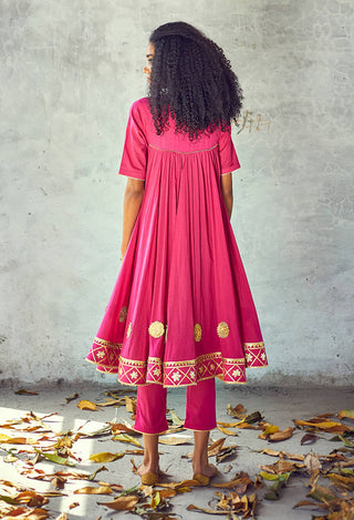 Kharakapas-Pink Gulabi Anarkali With Pants-INDIASPOPUP.COM