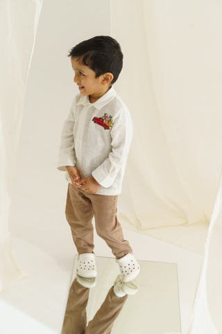 The Right Cut Kids-White Shirt With Pants-INDIASPOPUP.COM