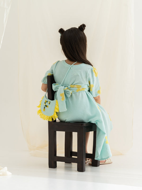 The Right Cut Kids-Sky Blue Blossom Dress-INDIASPOPUP.COM