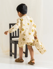 The Right Cut Kids-Beige Shirt With Shorts-INDIASPOPUP.COM