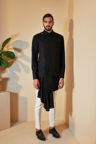 Dhruv Vaish-Black Hybrid Sherwani Set-INDIASPOPUP.COM