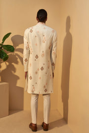 Dhruv Vaish-Cream Metal Embroidered Sherwani Set-INDIASPOPUP.COM
