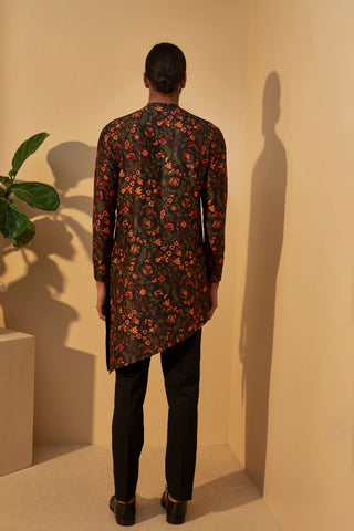 Dhruv Vaish-Black Dip Dyed Printed Kurta Set-INDIASPOPUP.COM