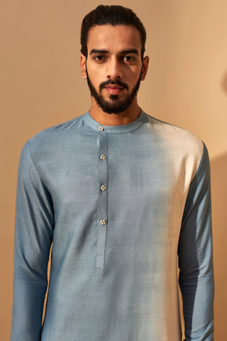 Dhruv Vaish-Blue & Ivory Dip Dyed Kurta Set-INDIASPOPUP.COM