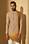 Dhruv Vaish-Tan Sun Dip Dyed Kurta Set-INDIASPOPUP.COM