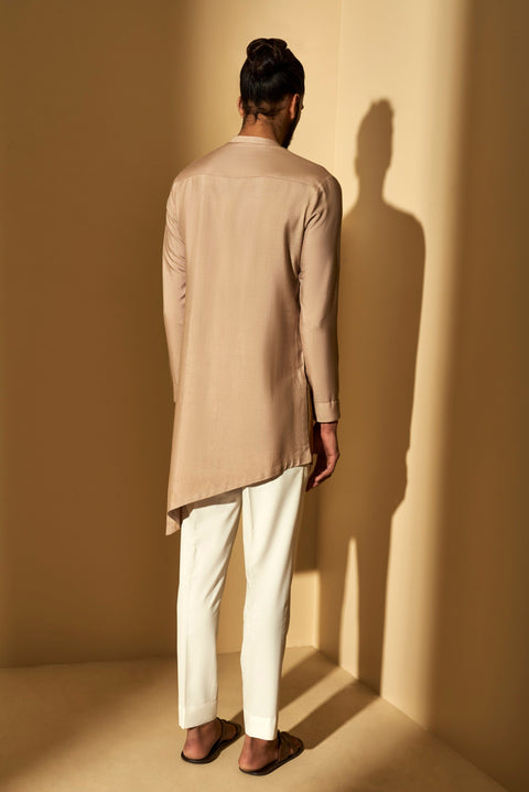 Dhruv Vaish-Tan Sun Dip Dyed Kurta Set-INDIASPOPUP.COM