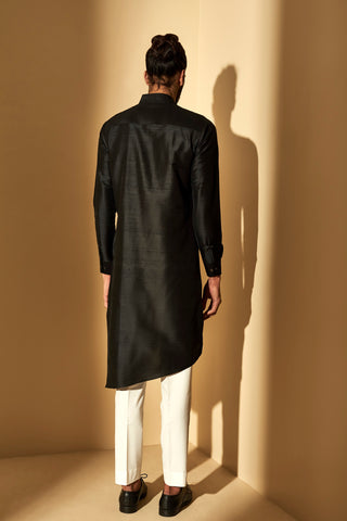 Dhruv Vaish-Black Metal Embroidered Kurta Set-INDIASPOPUP.COM