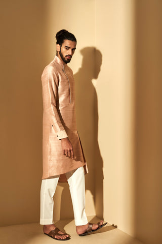 Dhruv Vaish-Sand Rose Metal Embroidered Kurta Set-INDIASPOPUP.COM