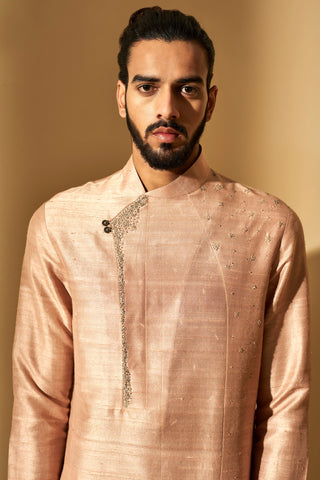 Dhruv Vaish-Sand Rose Metal Embroidered Kurta Set-INDIASPOPUP.COM