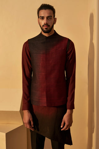 Dhruv Vaish-Port Black Dip Dyed Jawahar Jacket-INDIASPOPUP.COM