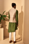 Dhruv Vaish-Silver Olive Dip Dyed Jawahar Jacket-INDIASPOPUP.COM