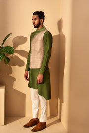 Dhruv Vaish-Silver Olive Dip Dyed Jawahar Jacket-INDIASPOPUP.COM