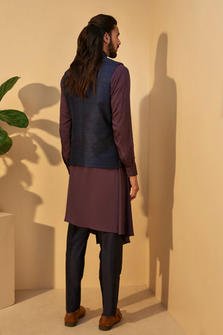 Dhruv Vaish-Indigo Metal Embroidered Jawahar Jacket-INDIASPOPUP.COM