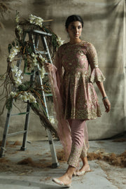 Turquoise By Rachit Khanna-Dark Rosegold Short Anarkali Suit-INDIASPOPUP.COM