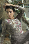 Turquoise By Rachit Khanna-Gold Grey Anarkali Set-INDIASPOPUP.COM