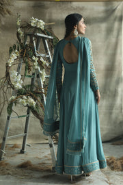 Turquoise By Rachit Khanna-Greyish Blue Anarkali Set-INDIASPOPUP.COM