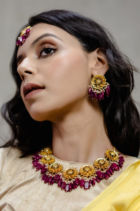 Hyperbole-Rani Pink & Marigold Necklace-INDIASPOPUP.COM