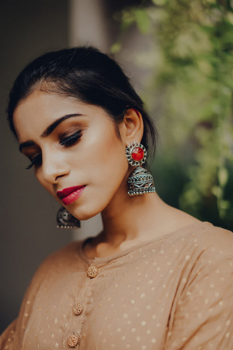 Hyperbole - Nakshi Earrings With Orange Carnelian - INDIASPOPUP.COM