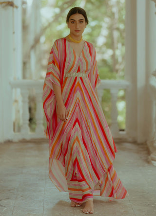 Paulmi & Harsh-Multicolor Kaftan With Skirt And Belt-INDIASPOPUP.COM