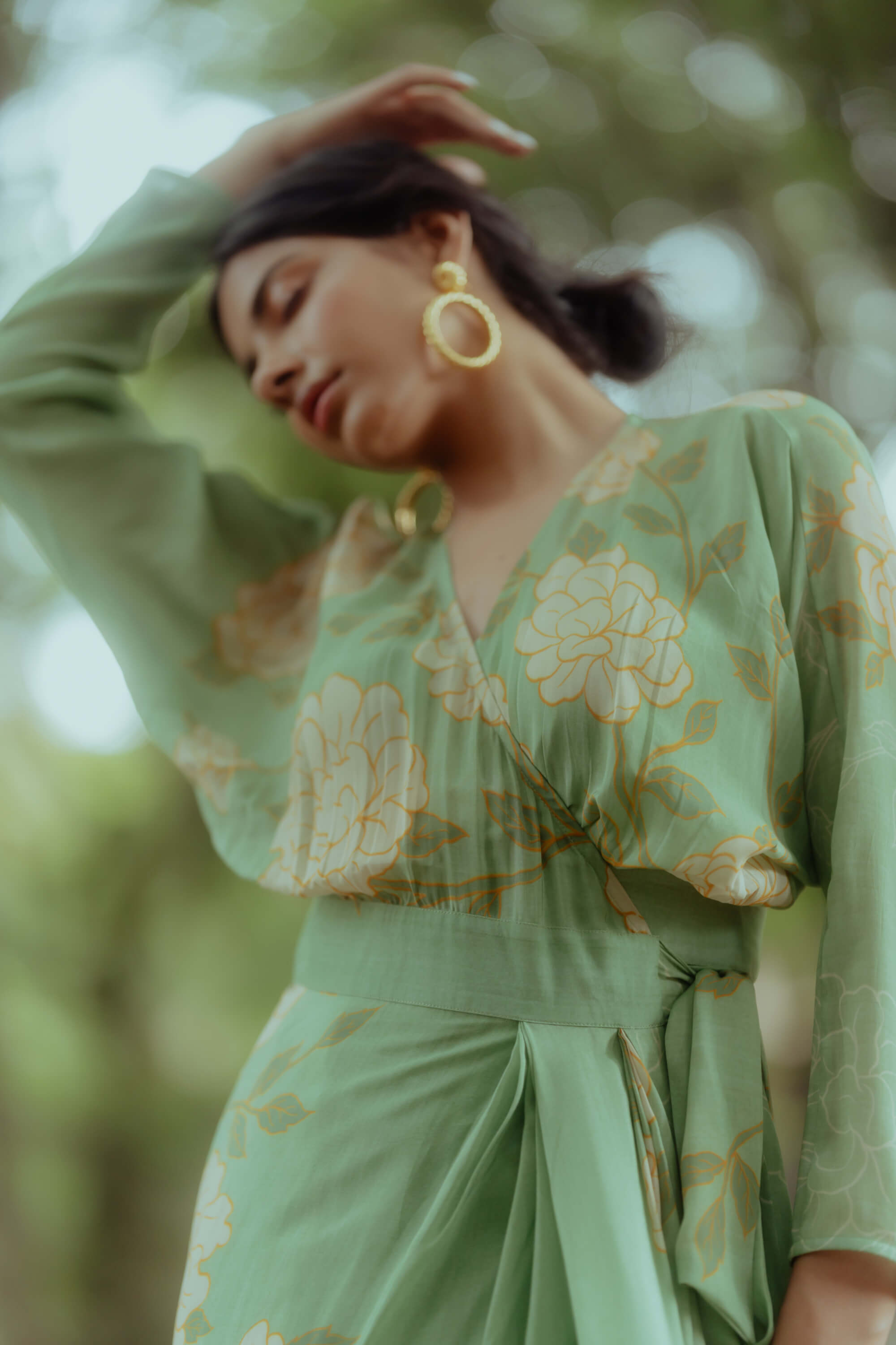 Paulmi & Harsh | Fern Green Printed Dress | INDIASPOPUP.COM M Paulmi & Harsh | Fern Green Printed Dress | INDIASPOPUP.COM M