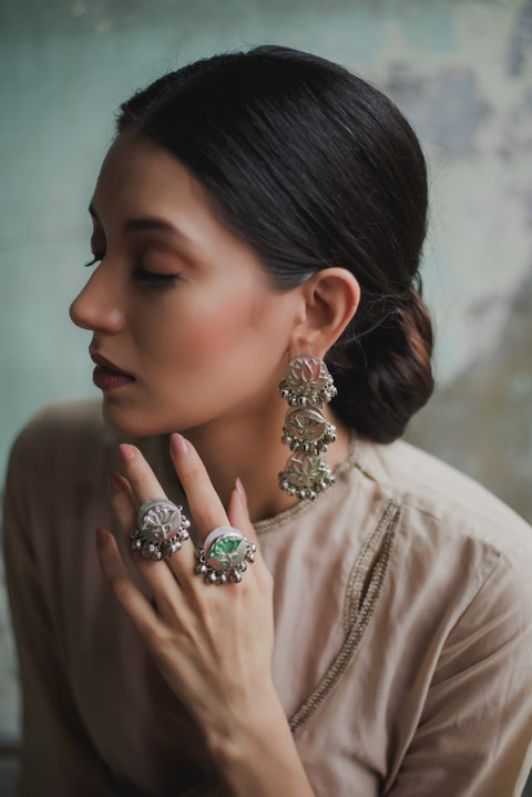 Hyperbole - Silver Plated Lotus Leaf Ring - INDIASPOPUP.COM