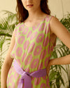 Be-Blu-Delilah Green Printed Midi Dress-INDIASPOPUP.COM