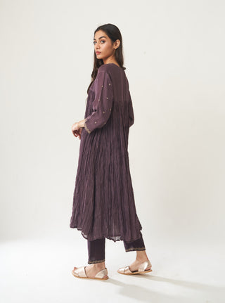 Dot-Dark Wine Kurta Set With Dupatta-INDIASPOPUP.COM