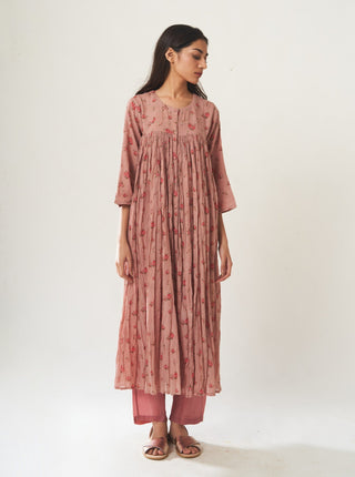 Dot-Oldrose Printed Kurta Set-INDIASPOPUP.COM