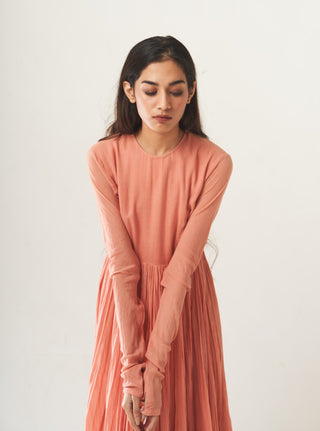 Dot-Peach Ghoomar Kurta & Dupatta-INDIASPOPUP.COM