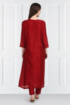Label Earthen-Maroon Kurta & Pants With Dupatta-INDIASPOPUP.COM