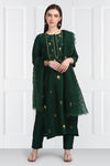 Label Earthen-Green Kurta & Pants With Dupatta-INDIASPOPUP.COM