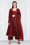 Label Earthen-Maroon Kurta & Dupatta With  Palazzo-INDIASPOPUP.COM