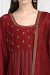 Label Earthen-Maroon Kurta & Dupatta With  Palazzo-INDIASPOPUP.COM