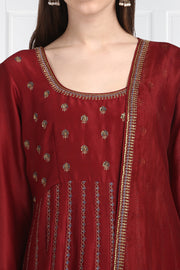 Label Earthen-Maroon Kurta & Dupatta With  Palazzo-INDIASPOPUP.COM